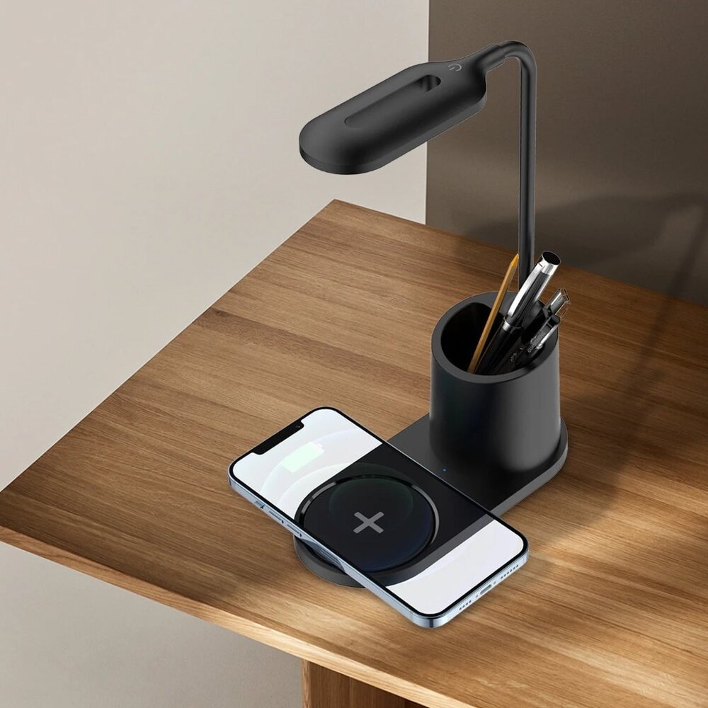 Home & Office LED Desk Lamp with Wireless Charger & Organizer